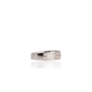 2.3 mm. Square Cut White Brazilian Topaz Half Eternity Ring