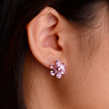 Load image into Gallery viewer, 4 x 6 mm. Pear Cut Light Purple Brazilian Amethyst Cluster Earrings
