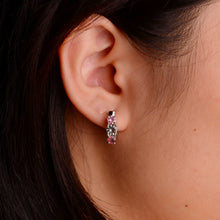 Load image into Gallery viewer, 5 mm. Round Cut Multi-coloured Tourmaline Cluster Earrings
