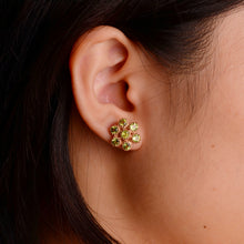 Load image into Gallery viewer, 3.5 mm. Round Cut Green Pakistani Peridot Cluster Earrings
