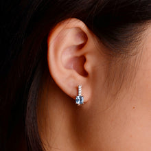 Load image into Gallery viewer, 5 mm. Cushion Cut Sky Blue Brazilian Topaz with Cz Accents Earrings
