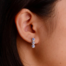 Load image into Gallery viewer, 3 mm. Round Cut Blue Thai Sapphire with Cz Halo Cluster Earrings

