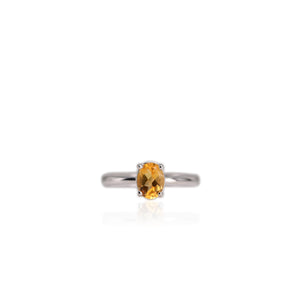 6 x 8 mm. Oval Cut Yellow Brazilian Citrine Ring