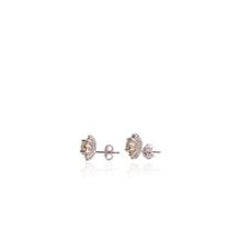 Load image into Gallery viewer, 6 mm. Round Cut Yellow Brazilian Citrine and Sapphire Cluster Earrings
