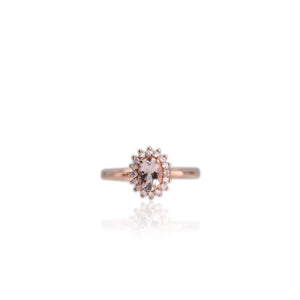 5 x 7 mm. Oval Cut Light Pink Brazilian Morganite with Cz Accents Ring
