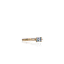 Load image into Gallery viewer, 4 x 6 mm Octagon Cut Blue Brazilian Aquamarine with Cz Band Ring
