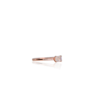 4 x 6 mm Octagon Cut White Indian Moonstone with Cz Band Ring