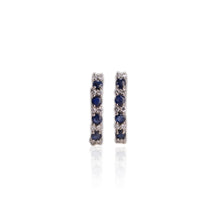 Load image into Gallery viewer, 3 mm. Round Cut Blue Thai Sapphire with Cz Accents Earrings (Blemished)
