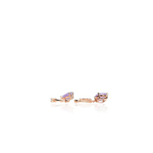 Load image into Gallery viewer, 8 mm. Round Cut Purple Brazilian Amethyst with Cz Accents Drop Earrings
