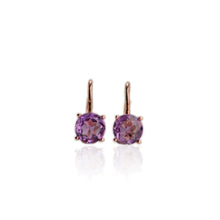 Load image into Gallery viewer, 8 mm. Round Cut Purple Brazilian Amethyst Earrings
