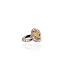 Load image into Gallery viewer, 9 x 11 mm. Oval Cut Yellow Brazilian Citrine with Cz Accents Ring
