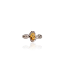 Load image into Gallery viewer, 5 x 7 mm. Oval Cut Yellow Brazilian Citrine with Cz Accents Ring
