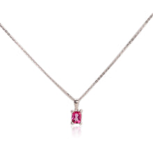 Load image into Gallery viewer, 6 x 8 mm. Antique Cut Pink Brazilian Mystic Topaz with Cz Accents Pendant and Necklace
