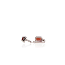Load image into Gallery viewer, 6 x 8 mm. Octagon Cut Red African Garnet with Ruby Halo Earrings
