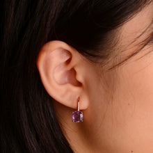 Load image into Gallery viewer, 8 mm. Round Cut Purple Brazilian Amethyst Earrings
