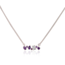 Load image into Gallery viewer, 4 x 6 mm. Octagon Cut Sky Blue Brazilian Topaz and Amethyst Cluster Necklace
