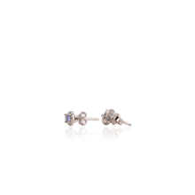 Load image into Gallery viewer, 4 x 6 mm. Oval Cut Blue Violet Tanzanite with Cz Halo Earrings
