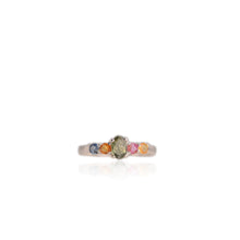 Load image into Gallery viewer, 4 x 6 mm. Oval Cut Green Thai Sapphire Cluster Ring
