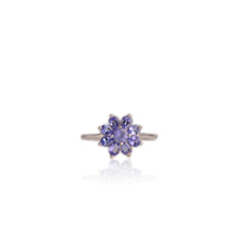 Load image into Gallery viewer, 3 x 4 mm. Pear Cut Blue Violet Tanzanite Cluster Ring
