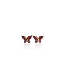 Load image into Gallery viewer, 5 x 10 mm. Marquise Cut Purple African Rhodolite Garnet &amp; Amethyst Butterfly Earrings
