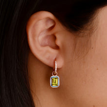 Load image into Gallery viewer, 5 x 7 mm. Octagon Cut Green Pakistani Peridot with Enamel and Cz Accents Two-way Earrings
