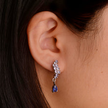 Load image into Gallery viewer, 4 x 6 mm. Pear Cut Blue Nepalese Kyanite and Tanzanite Cluster Drop Earrings
