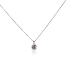 Load image into Gallery viewer, 7 mm. Cushion Cut Multi-coloured Brazilian Mystic Topaz with Cz Halo Pendant and Necklace
