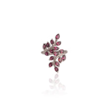 Load image into Gallery viewer, 3 x 4 mm. Oval Cut Purple African Rhodolite Garnet Cluster Ring
