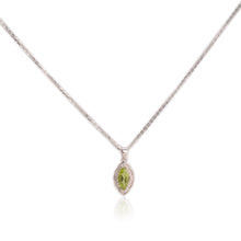 Load image into Gallery viewer, 5 x 10 mm. Marquise Cut Green Pakistani Peridot with Cz Halo Pendant and Necklace
