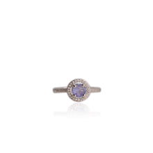 Load image into Gallery viewer, 6 mm. Round Cut Blue Violet Tanzanite with Cz Halo Ring
