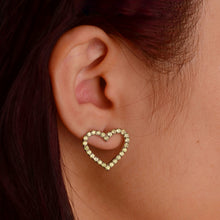 Load image into Gallery viewer, 2 mm. Round Cut Green Pakistani Peridot Heart Earrings
