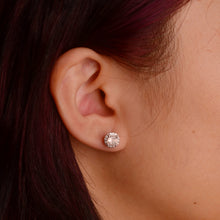 Load image into Gallery viewer, 5 mm. Round Cut Light Pink Brazilian Morganite with Cz Halo Earrings

