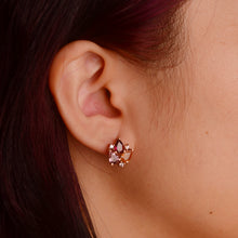 Load image into Gallery viewer, 4 x 6 mm. Pear Cut Multi-coloured Brazilian Tourmaline and Sapphire with Cz Accents Cluster Earrings
