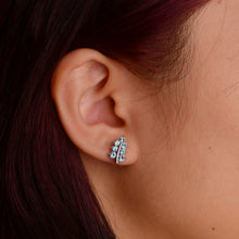 Load image into Gallery viewer, 3 mm. Round Cut Blue Cambodian Zircon Cluster Leaf Earrings
