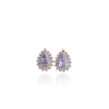 Load image into Gallery viewer, 4 x 6 mm. Pear Cut Blue Violet Tanzanite with Cz Accents Earrings

