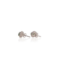 Load image into Gallery viewer, 4 x 6 mm. Oval Cut Green Zambian Emerald with Cz Halo Earrings
