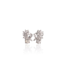 Load image into Gallery viewer, 6 x 8 mm. Oval Cut White Brazilian Topaz with Cz Accents Cluster Earrings
