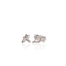 Load image into Gallery viewer, 6 x 8 mm. Oval Cut White Brazilian Topaz with Cz Accents Cluster Earrings
