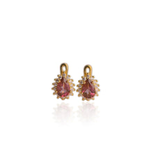 Load image into Gallery viewer, 6 x 9 mm. Pear Cut Pink Brazilian Mystic Topaz with Cz Accents Earrings
