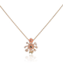 Load image into Gallery viewer, 10 mm. Carved Flower Pink Mother of Pearl with Cz Accents Cluster Pendant and Necklace
