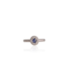 Load image into Gallery viewer, 3 x 5 mm. Oval Cut Blue Madagascan Sapphire with Cz Halo Ring

