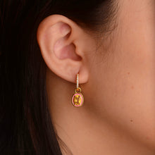 Load image into Gallery viewer, 5 x 7 mm. Oval Cut Yellow Brazilian Citrine with Enamel and Cz Accents Two-way Earrings
