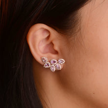 Load image into Gallery viewer, 3 x 5 mm. Pear Cut Purple Brazilian Amethyst with Cz Accents Cluster Earrings
