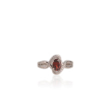Load image into Gallery viewer, 5 x 7 mm. Oval Cut Red African Garnet with Cz Accents Ring
