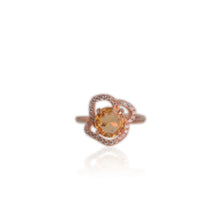 Load image into Gallery viewer, 8 mm. Round Cut Yellow Brazilian Citrine with Cz Accents Ring

