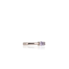 Load image into Gallery viewer, 4 mm. Round Cut Blue Violet Tanzanite with Cz Accents Trilogy Ring (Blemished)
