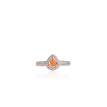 Load image into Gallery viewer, 4 x 5 mm. Pear Cut Orange Ethiopian Opal with Cz Halo Ring

