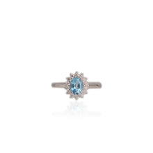 Load image into Gallery viewer, 5 x 7 mm. Oval Cut Swiss Blue Brazilian Topaz with Cz Accents Ring
