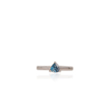 Load image into Gallery viewer, 5 mm. Trillion Cut London Blue Brazilian Topaz Ring
