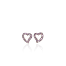 Load image into Gallery viewer, 1.5 mm. Round Cut Purple Brazilian Amethyst Heart Earrings
